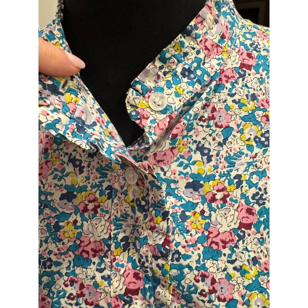J.Crew Liberty Print Floral Ruffle Collar Button-Down Shirt – Size 8 (Runs Slim) - Picture 6 of 10